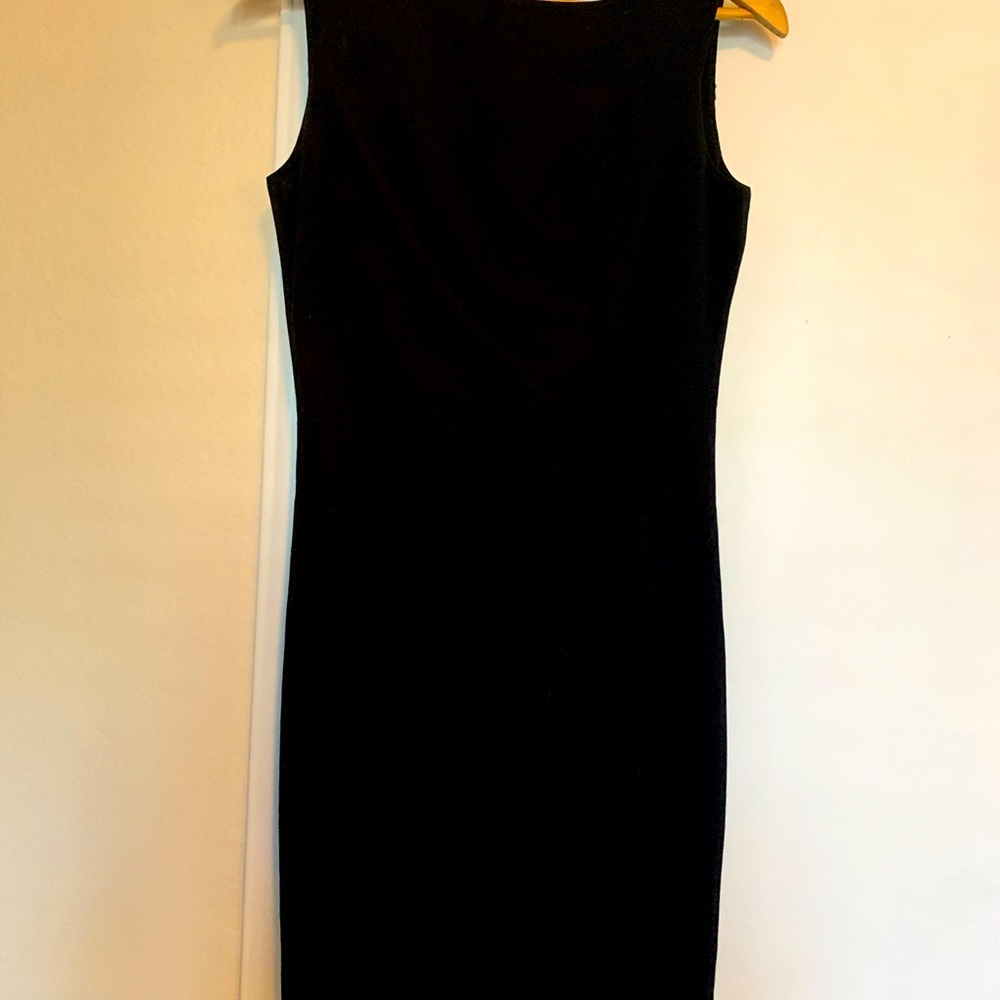 Black Calvin Klein fitted cocktail dress
